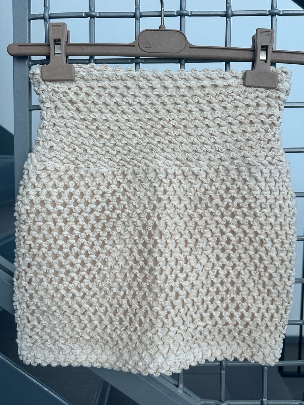 Montce Swim Cream Textured Knit High-Waist Mini Pencil Skirt Size XS